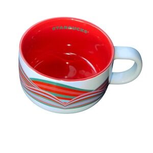Starbucks Red Interior Striped Mug 16‎ oz Coffee Cup 2024 Holiday Ceramic